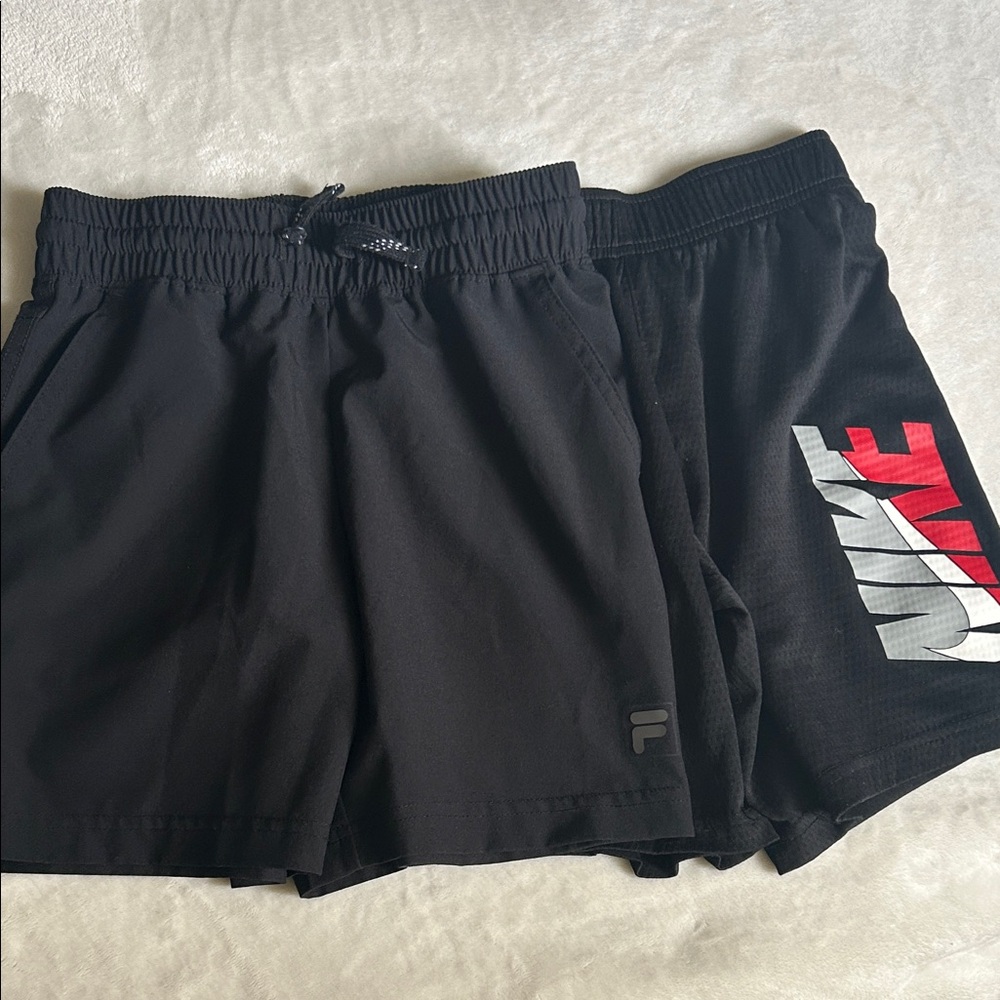 6T - Black Athletic Shorts Duo - Nike & Fila Logos